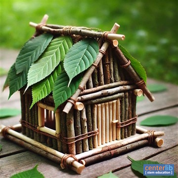 การสร้างบ้านจำลองจากกิ่งไม้และใบไม้ 