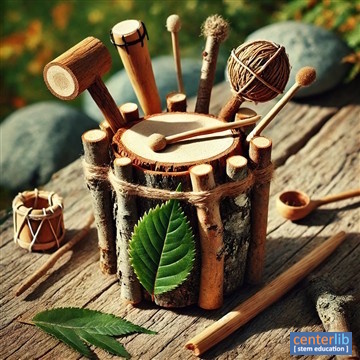 การสร้างเครื่องดนตรีจากต้นไม้และใบไม้