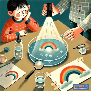 การทดลอง การสร้างรุ้งด้วยน้ำและกระจก