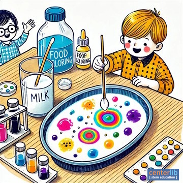 การทดลอง การแตกตัวของสีในนม