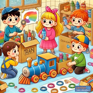 การสร้างรถไฟของเล่นจากกล่องกระดาษ