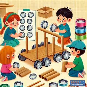 การสร้างล้อเลื่อนจากฝาขวดและแกนหลอด