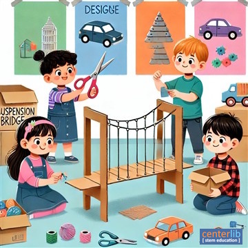 การสร้างสะพานแขวนจากเชือกและกระดาษแข็ง